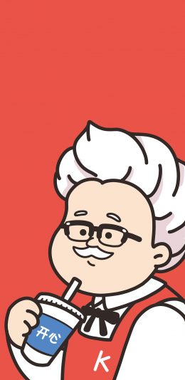 [2436x1125]卡通 形象 肯德基爷爷 KFC 苹果手机动漫壁纸图片