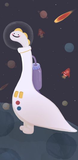 [2436x1125]卡通 恐龙 火星 宇航 苹果手机动漫壁纸图片