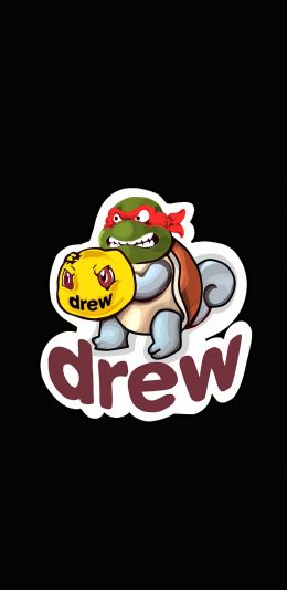 [2436x1125]卡通 憨八龟 drew 联名 苹果手机动漫壁纸图片