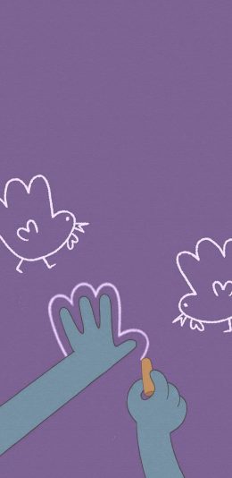 [2436x1125]卡通 手 简笔画 小鸡 苹果手机动漫壁纸图片