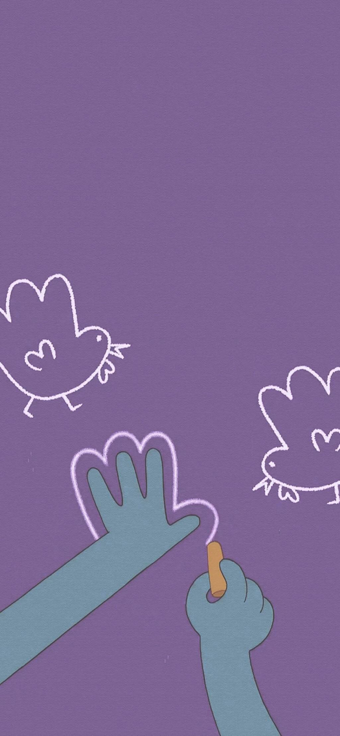 [2436×1125]卡通 手 简笔画 小鸡 苹果手机动漫壁纸图片