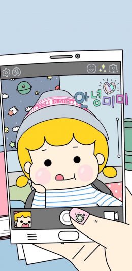 [2436x1125]卡通 手绘 女孩 可爱 苹果手机动漫壁纸图片