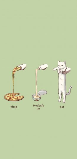 [2436x1125]卡通 披萨 冰淇淋 猫咪 苹果手机动漫壁纸图片