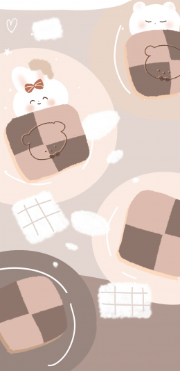 [2436x1125]卡通 插图 兔子 睡觉 熊 苹果手机动漫壁纸图片