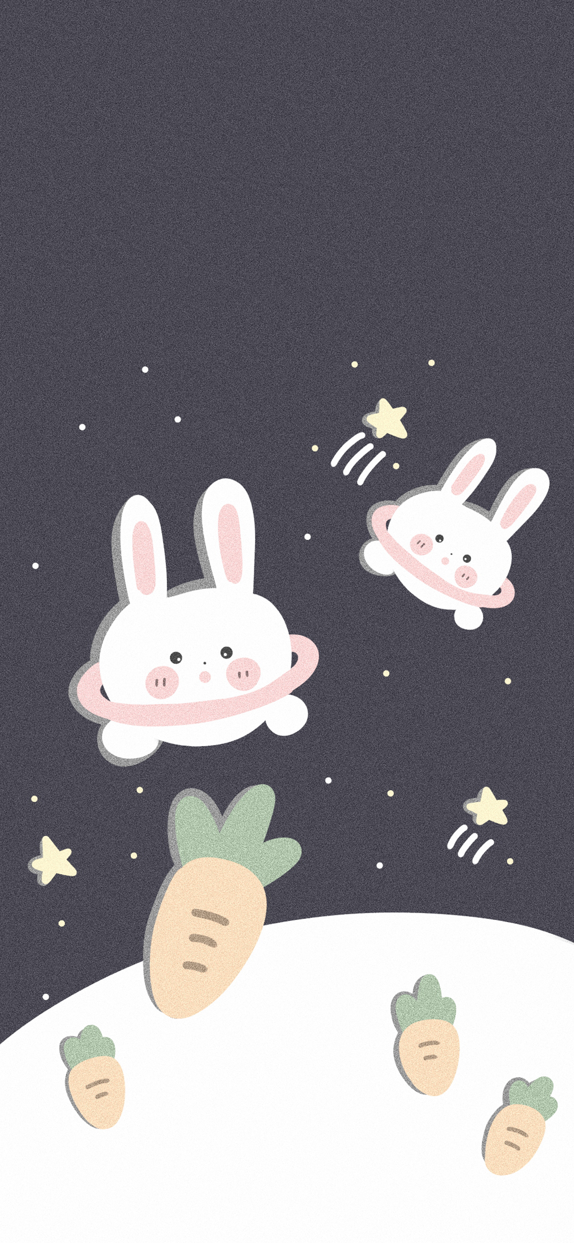 [2436×1125]卡通 插图 兔子 萝卜 苹果手机动漫壁纸图片