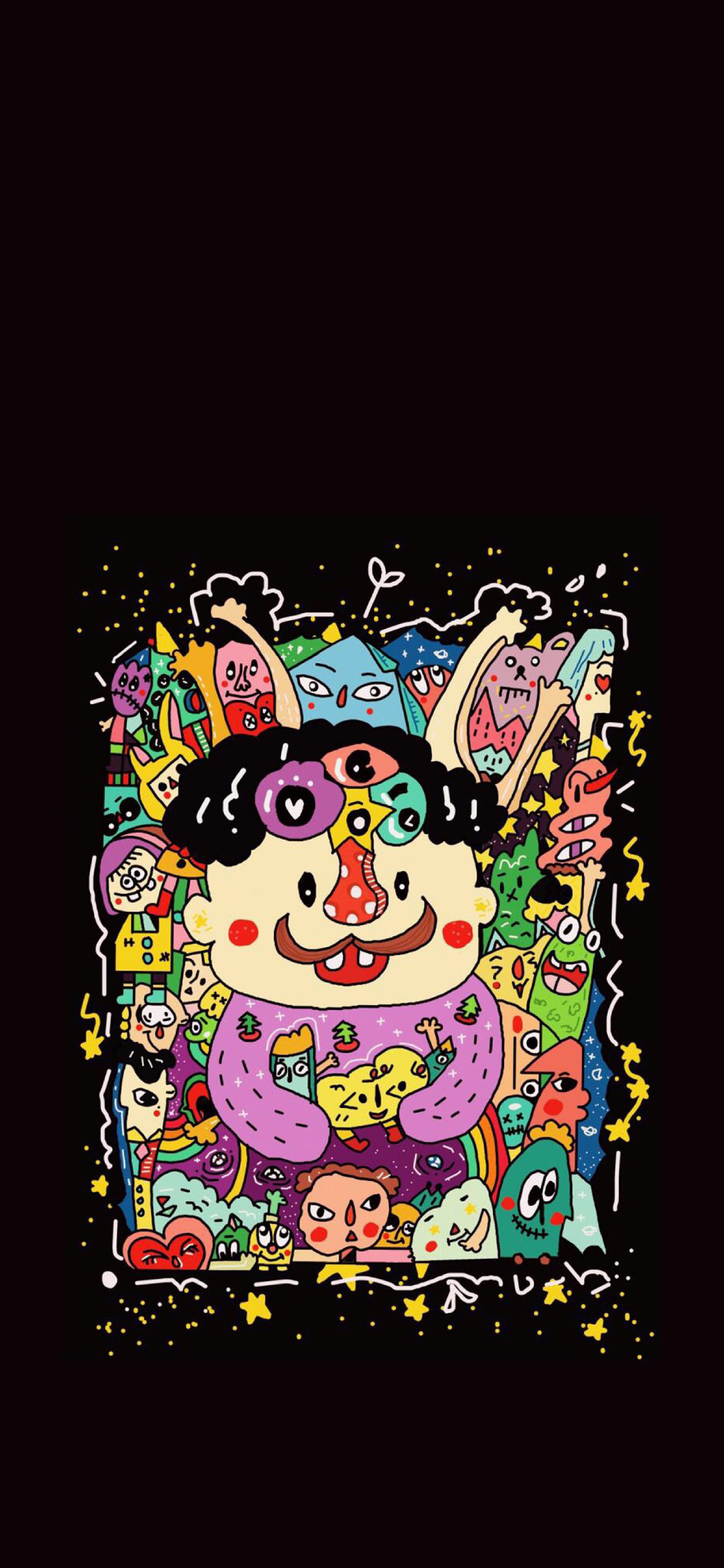 [2436×1125]卡通 插图 色彩 趣味 苹果手机动漫壁纸图片