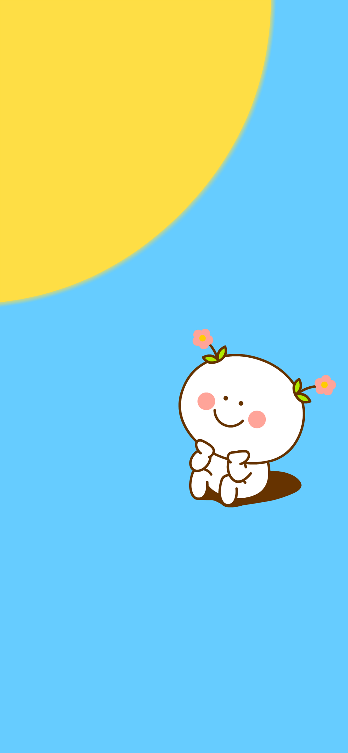 [2436×1125]卡通 插图 萌物 赏月 苹果手机动漫壁纸图片