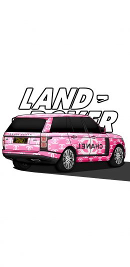 [2436x1125]卡通 插图 路虎 粉色（取自微博：G195） 苹果手机动漫壁纸图片