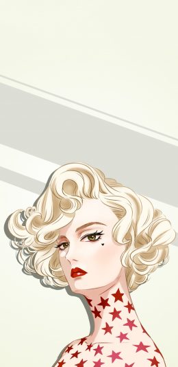 [2436x1125]卡通 插图 金发女 五角星 苹果手机动漫壁纸图片