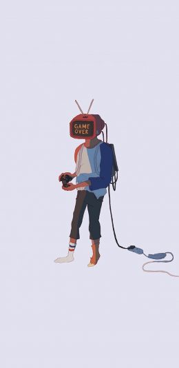 [2436x1125]卡通 插画 寓意 游戏 game over 苹果手机动漫壁纸图片