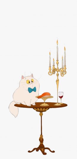 [2436x1125]卡通 插画 猫咪 寿司 烛台 苹果手机动漫壁纸图片