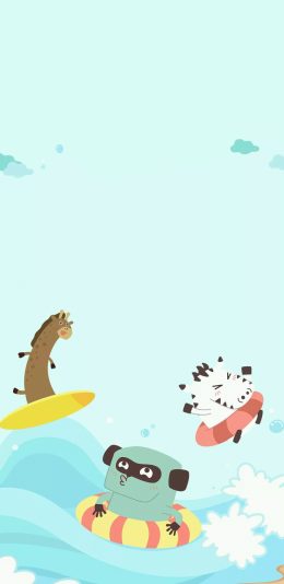 [2436x1125]卡通 斑马 长颈鹿 kind planet 苹果手机动漫壁纸图片