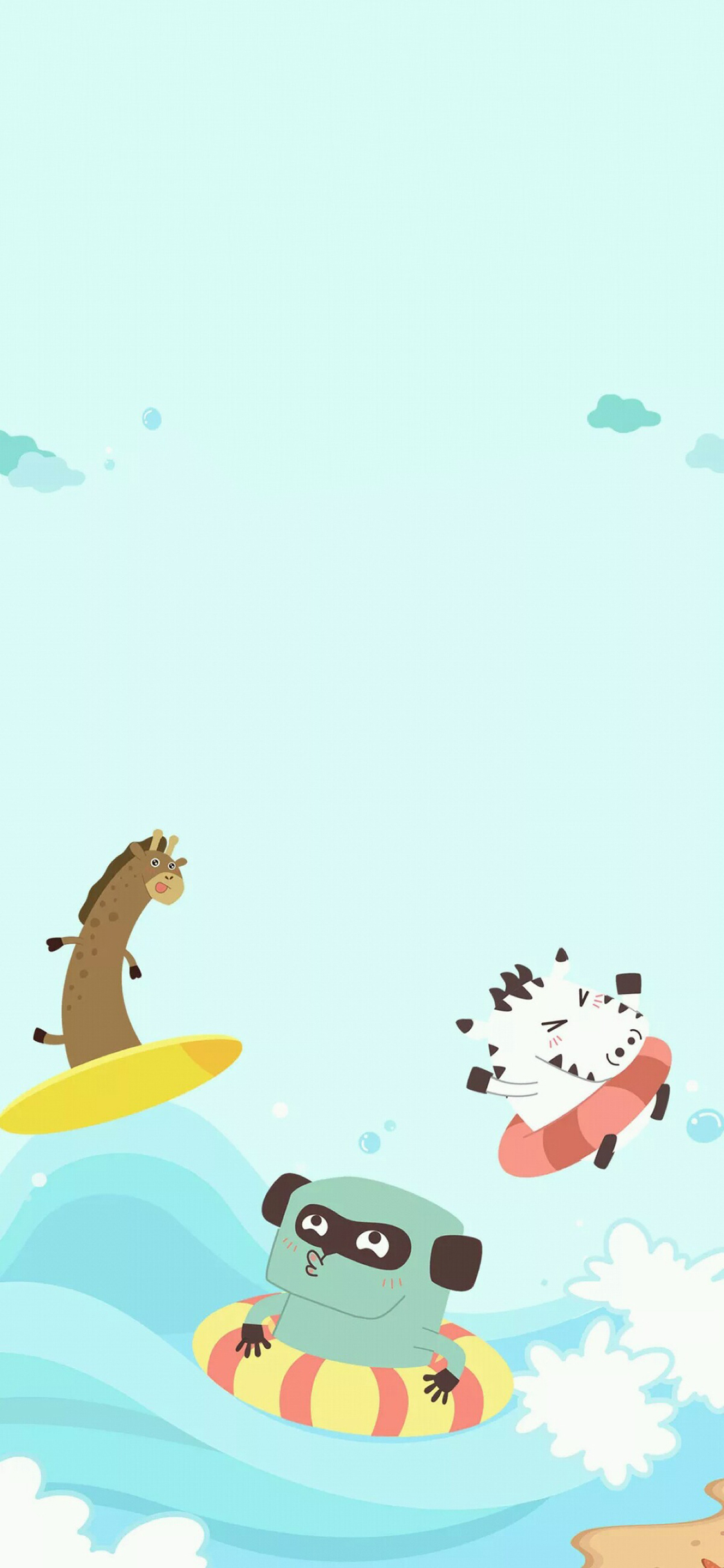 [2436×1125]卡通 斑马 长颈鹿 kind planet 苹果手机动漫壁纸图片