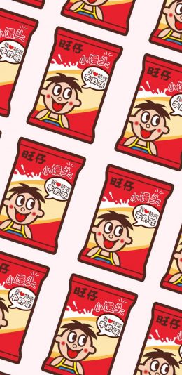 [2436x1125]卡通 旺仔 小馒头 平铺 苹果手机动漫壁纸图片