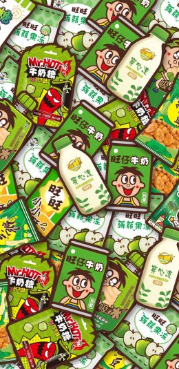 [2436x1125]卡通 旺仔 零食 品牌 牛奶 果冻 苹果手机动漫壁纸图片