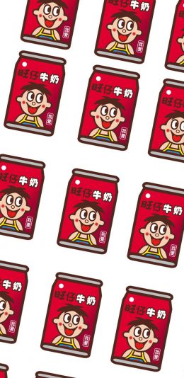 [2436x1125]卡通 旺仔牛仔 平铺 红色 苹果手机动漫壁纸图片