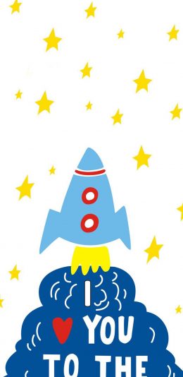 [2436x1125]卡通 星星 火箭 I LOVE YOU 苹果手机动漫壁纸图片