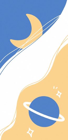 [2436x1125]卡通 月亮 行星 星球 苹果手机动漫壁纸图片