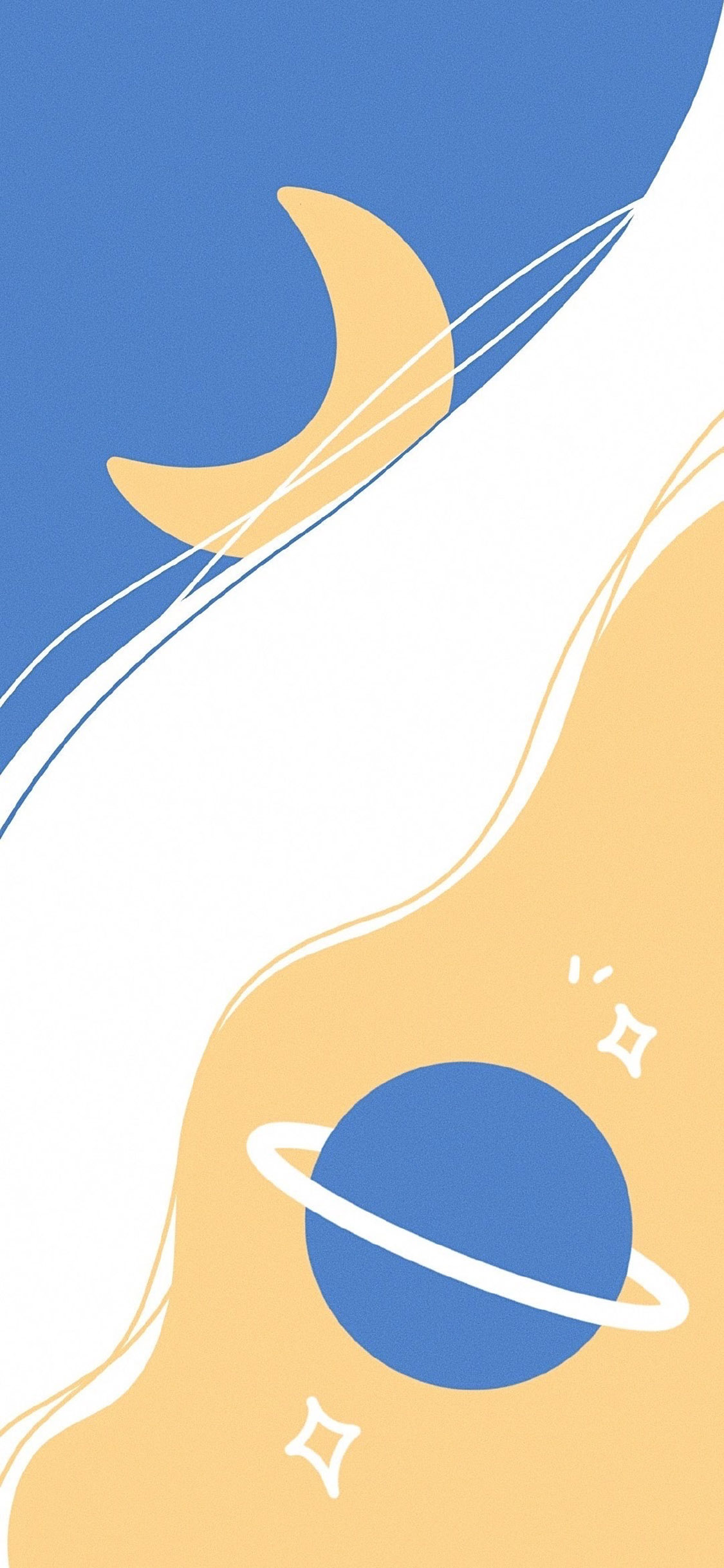 [2436×1125]卡通 月亮 行星 星球 苹果手机动漫壁纸图片