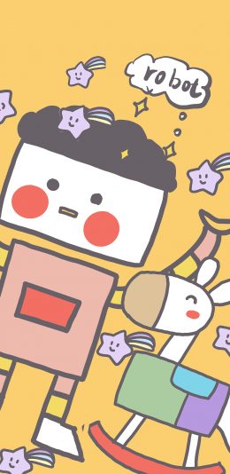 [2436x1125]卡通 机器人 robot  色彩 苹果手机动漫壁纸图片