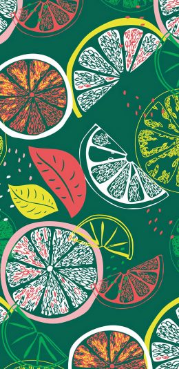 [2436x1125]卡通 柠檬 色彩 平铺 苹果手机动漫壁纸图片