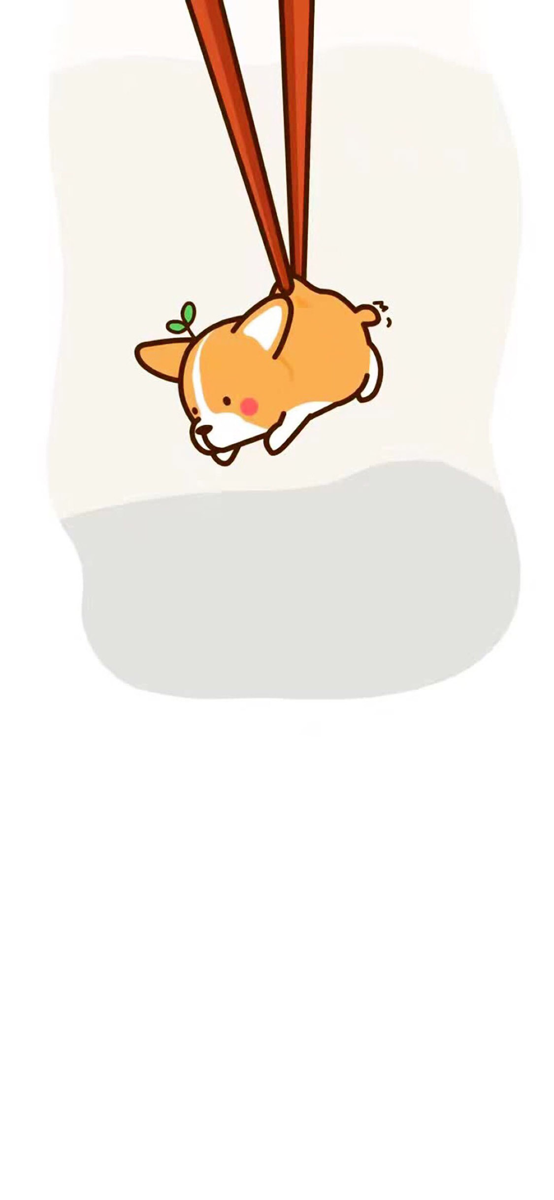 [2436×1125]卡通 柯基犬 筷子 可爱 苹果手机动漫壁纸图片