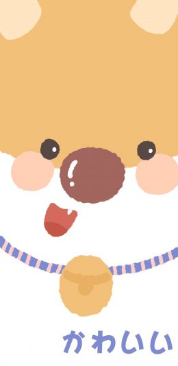[2436x1125]卡通 柴犬 铃铛 可爱（取自微博：是谁偷吃了奶酪） 苹果手机动漫壁纸图片