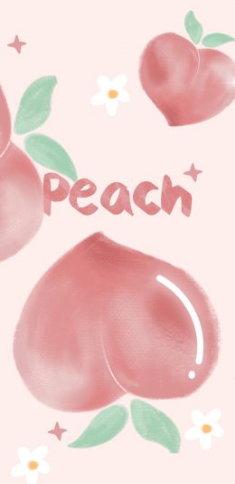 [2436x1125]卡通 桃子 粉 peach 苹果手机动漫壁纸图片