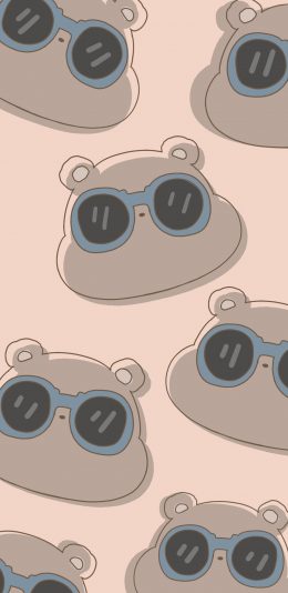 [2436x1125]卡通 棕熊 小熊 平铺（取自微博：寄喜饼给你喔） 苹果手机动漫壁纸图片