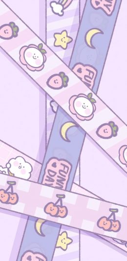 [2436x1125]卡通 水果 草莓 樱桃 苹果手机动漫壁纸图片