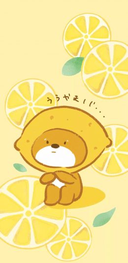 [2436x1125]卡通 水獭 可爱 柠檬 苹果手机动漫壁纸图片