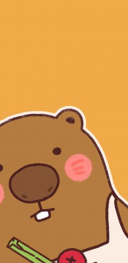 [2436x1125]卡通 水獭 脸红 可爱 苹果手机动漫壁纸图片