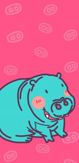 [2436x1125]卡通 河马 丑萌 猪鼻子 苹果手机动漫壁纸图片