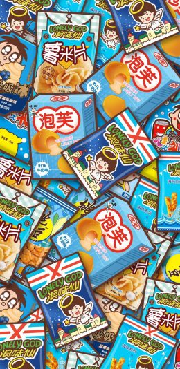 [2436x1125]卡通 浪味仙 零食 品牌 泡芙 苹果手机动漫壁纸图片