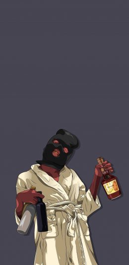 [2436x1125]卡通 潮图 强盗 酒鬼 苹果手机动漫壁纸图片