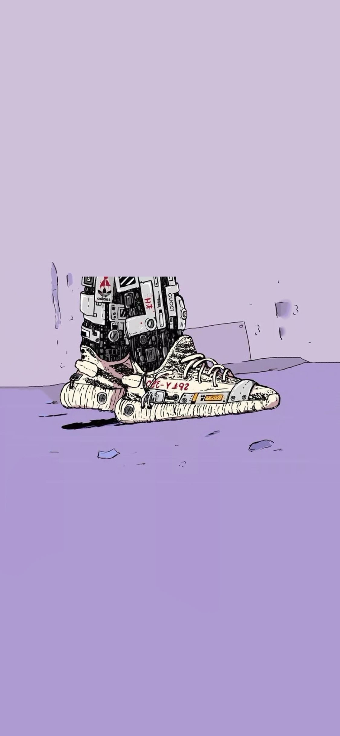 [2436×1125]卡通 潮图 椰子鞋 机械 苹果手机动漫壁纸图片