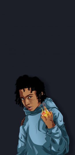 [2436x1125]卡通 潮图 黑人 脏辫 苹果手机动漫壁纸图片