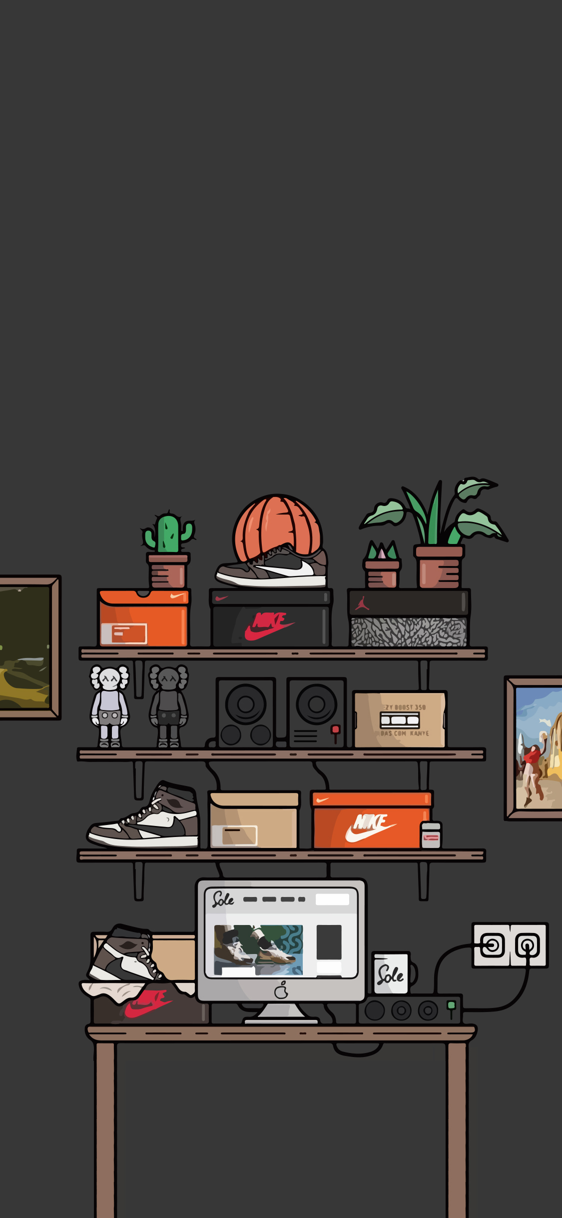 [2436×1125]卡通 潮鞋 收藏 展示 苹果手机动漫壁纸图片