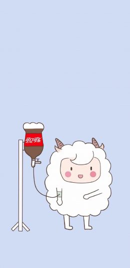 [2436x1125]卡通 点滴 可乐 羊 趣味 苹果手机动漫壁纸图片