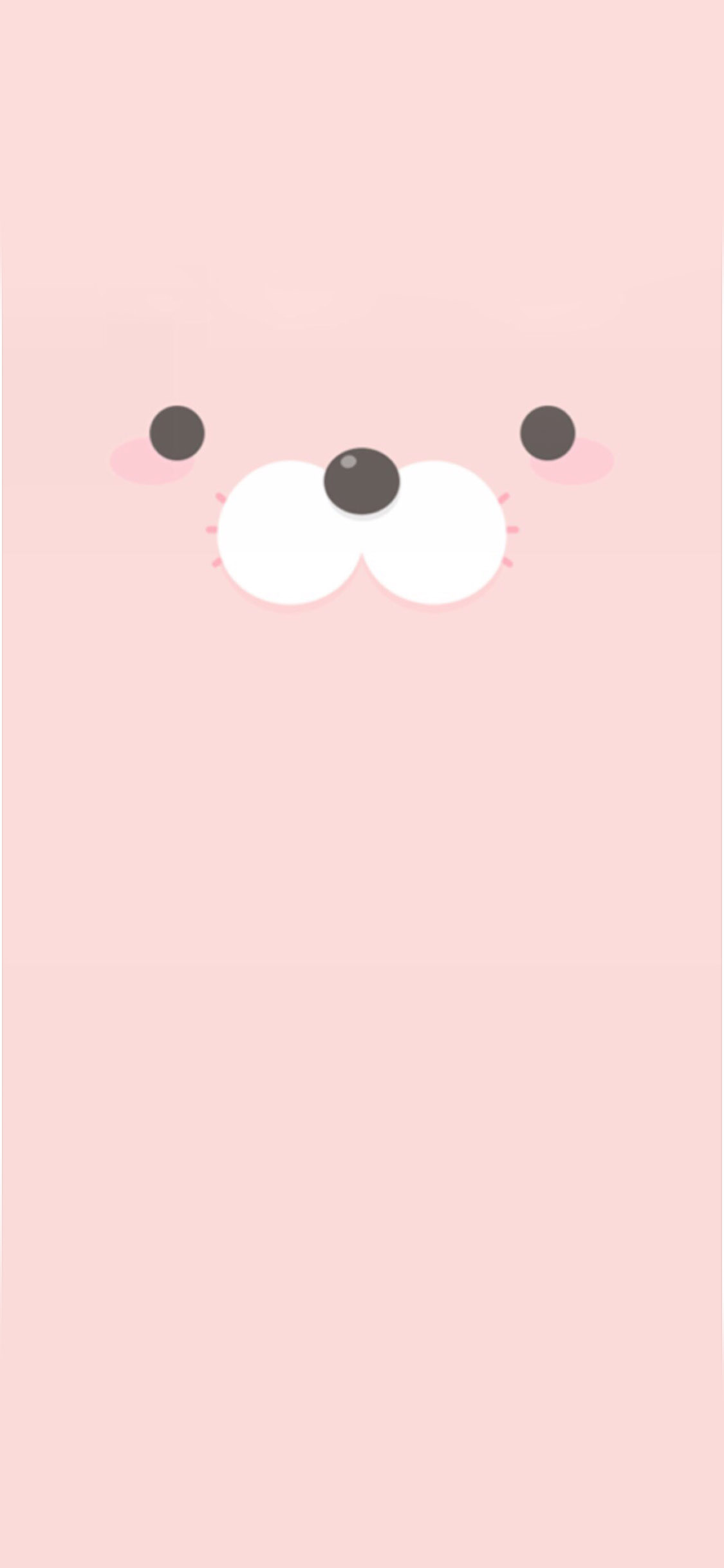 [2436×1125]卡通 熊 表情 动漫 粉色 苹果手机动漫壁纸图片