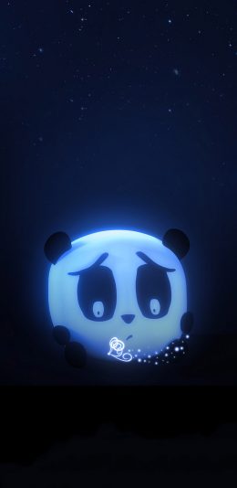 [2436x1125]卡通 熊猫 荧光 国宝 苹果手机动漫壁纸图片