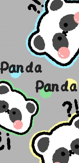 [2436x1125]卡通 熊猫 问号 panda 苹果手机动漫壁纸图片