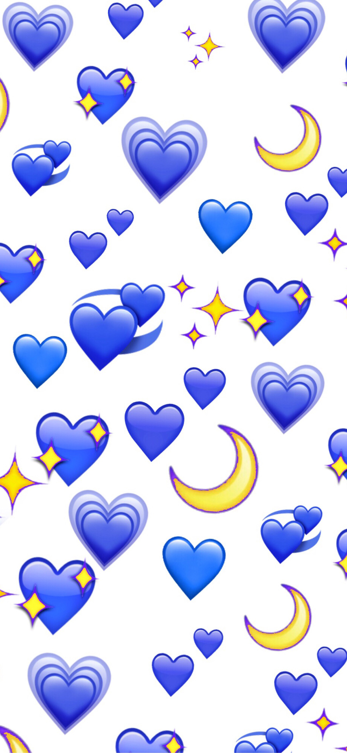 [2436×1125]卡通 爱心 月亮 平铺 密集 苹果手机动漫壁纸图片