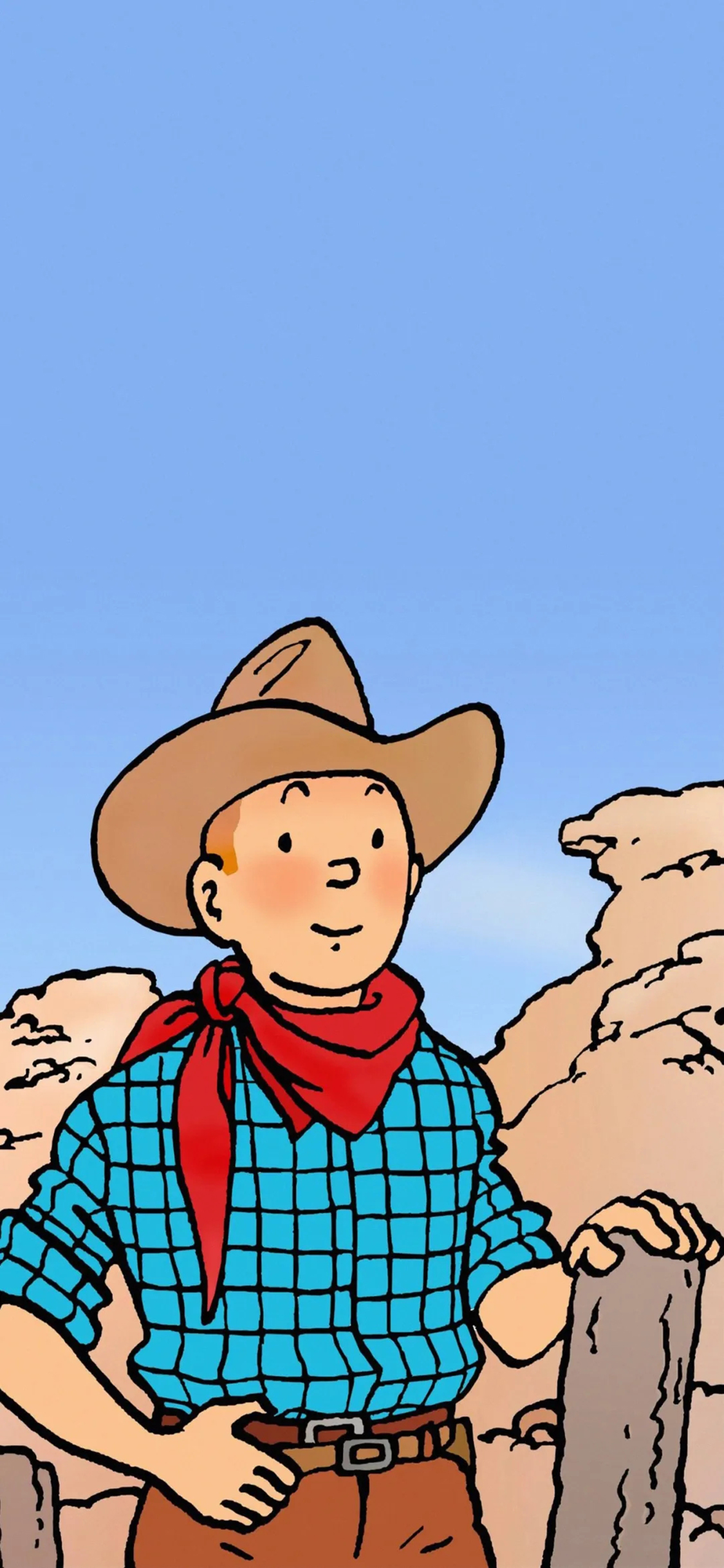 [2436×1125]卡通 牛仔 插图 男孩 苹果手机动漫壁纸图片