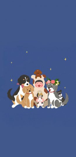 [2436x1125]卡通 狗子 小女孩 可爱 苹果手机动漫壁纸图片