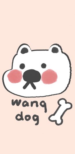 [2436x1125]卡通 狗狗 dog 骨头 苹果手机动漫壁纸图片