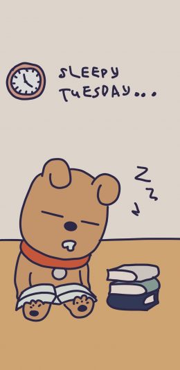 [2436x1125]卡通 狗狗 睡觉 Sleep Tuesday 苹果手机动漫壁纸图片