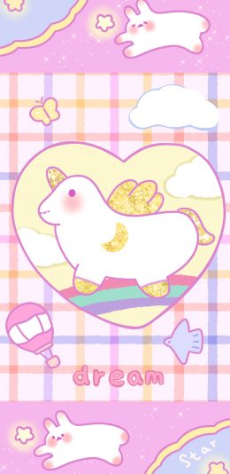 [2436x1125]卡通 独角兽 粉色 少女心 苹果手机动漫壁纸图片