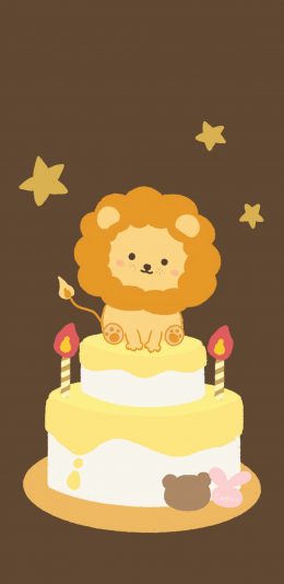 [2436x1125]卡通 狮子座 小狮子 蛋糕 苹果手机动漫壁纸图片