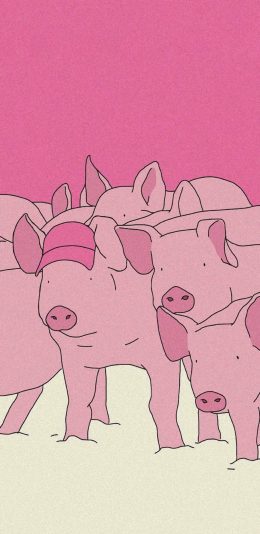 [2436x1125]卡通 猪 粉色 可爱 苹果手机动漫壁纸图片